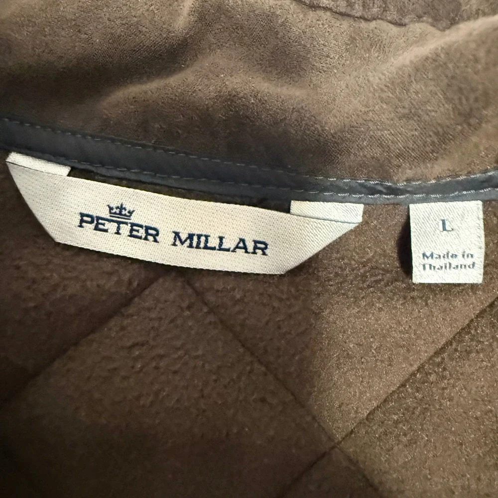 Peter Millar Essex Quilted Vest Mens Large Charcoal Grey Fleece Lined Windproof